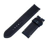 23mm Navy Blue Matte Calf Leather Watch Strap, Cream Stitching For Tudor Black Bay Bronze