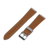 18mm, 20mm Rhino Gray Litchi Grain Calf Leather Watch Strap, Cream Stitching