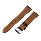 18mm, 20mm Black Litchi Grain Calf Leather Watch Strap, Cream Stitching