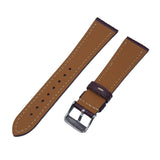 18mm, 20mm Mahogany Red Litchi Grain Calf Leather Watch Strap, Cream Stitching