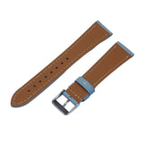 18mm, 20mm Powder Blue Litchi Grain Calf Leather Watch Strap, Cream Stitching
