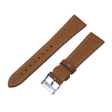 18mm, 20mm Brown Litchi Grain Calf Leather Watch Strap, Cream Stitching
