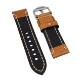 23mm Marmalade Orange Calf Leather Watch Strap, Wide Stitching