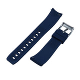 20mm, 21mm, 22mm Curved End Nylon Grain Navy Blue FKM Rubber Watch Strap, Quick Release Spring Bars