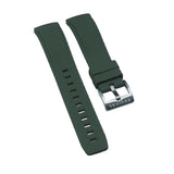 20mm, 21mm, 22mm Curved End Nylon Grain Army Green FKM Rubber Watch Strap, Quick Release Spring Bars