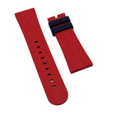 【GM】 23mm Straight Grain Dual Color Navy Blue & Red FKM Rubber Watch Strap For Blancpain Fifty Fathoms