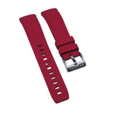 20mm, 21mm, 22mm Curved End Nylon Grain Red FKM Rubber Watch Strap, Quick Release Spring Bars