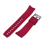 20mm, 21mm, 22mm Curved End Nylon Grain Red FKM Rubber Watch Strap, Quick Release Spring Bars