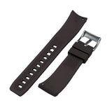 20mm, 21mm, 22mm Curved End Nylon Grain Brown FKM Rubber Watch Strap, Quick Release Spring Bars