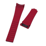 21mm Curved End Red FKM Rubber Watch Strap For Tudor Black Bay 41