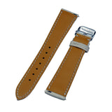 20mm Beige Alligator Leather Watch Strap, White Stitching, Quick Release
