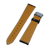 20mm Black Alligator Leather Watch Strap, White Stitching, Quick Release