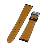 20mm Dark Brown Alligator Leather Watch Strap, White Stitching, Quick Release