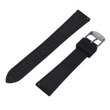19mm, 21mm, 23mm Nylon Grain Black FKM Rubber Slim Watch Strap, Quick Release Spring Bars
