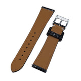 18mm, 19mm, 20mm Black / White Jeans Grain Calf Leather Slim Watch Strap, Quick Release