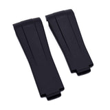 20mm Curved End Black FKM Rubber Watch Strap For Rolex, Omega and MoonSwatch