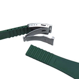 11mm, 12mm Fine Triangle Pattern Green FKM Rubber CTS Watch Strap For Tissot PRX, Quick Release Spring Bars