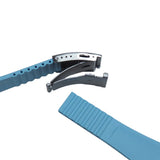 11mm, 12mm Fine Triangle Pattern Baby Blue FKM Rubber CTS Watch Strap For Tissot PRX, Quick Release Spring Bars