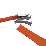 11mm, 12mm Fine Triangle Pattern Orange FKM Rubber CTS Watch Strap For Tissot PRX, Quick Release Spring Bars