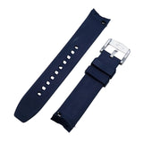21mm Curved End Navy Blue FKM Rubber Watch Strap For Longines HydroConquest 41mm, Quick Release Spring Bars