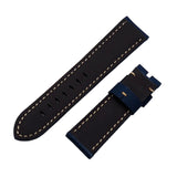 24mm, 26mm Nylon Grain Navy Blue FKM Rubber Leather Hybrid Watch Strap For Panerai