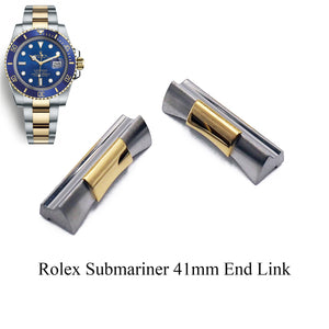 21mm Gold/Steel 904L Stainless Steel End Link For Rolex Submariner 41mm