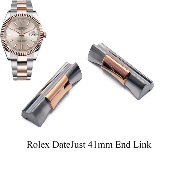 21mm Rose Gold/Steel 904L Stainless Steel End Link For Rolex DateJust 41mm