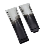 20mm Gradient White & Black Cordovan Leather Watch Strap For Rolex