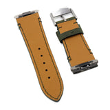 18mm, 21mm Seaweed Green Matte Calf Leather Watch Strap For Cartier Santos Model, Quick Switch System, Tang Buckle