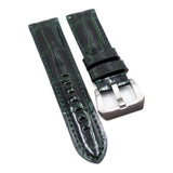 22mm, 24mm, 26mm Dark Forest Green Alligator Leather Watch Strap For Panerai