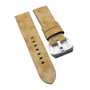 24mm Marble Pattern Flaxen Yellow Italy Calf Leather Watch Strap For Panerai