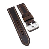 24mm, 26mm Umber Brown Italy Calf Leather Watch Strap For Panerai