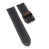 24mm, 26mm Umber Brown Italy Calf Leather Watch Strap For Panerai