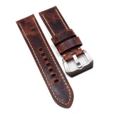 24mm Marble Pattern Dark Red Italy Calf Leather Watch Strap For Panerai