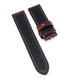 24mm Marble Pattern Dark Red Italy Calf Leather Watch Strap For Panerai