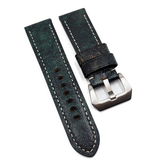 24mm Dark Green Calf Leather Watch Strap For Panerai