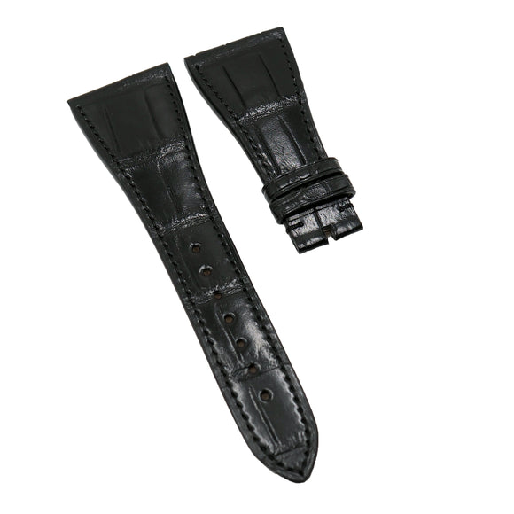 30mm, 32mm Black Alligator Leather Watch Strap For Roger Dubuis Golden Square