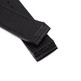 20mm, 23mm Black Alligator Leather Watch Strap, White Stitching For Cartier Santos