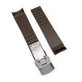 21mm Curved End Brown Rubber Watch Strap For Longines HydroConquest 41mm