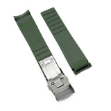 21mm Curved End Olive Green Rubber Watch Strap For Longines HydroConquest 41mm