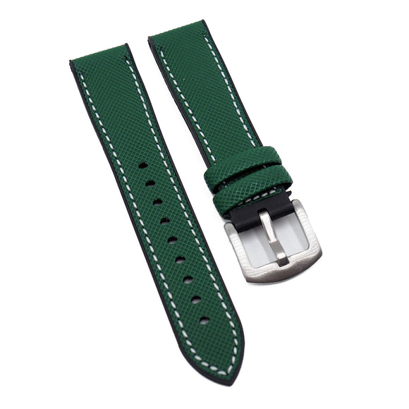 20mm, 22mm, 24mm Hybrid Green Fiber Black Rubber Watch Strap