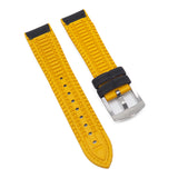 20mm, 21mm, 22mm, 23mm, 24mm Hybrid Black Fiber Yellow Rubber Watch Strap