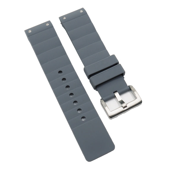 23mm Gray Rubber Watch Strap, Rivet Lug For Cartier Santos 100 XL models