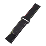 20mm Black Nylon Watch Strap For Rolex, Red, Yellow and Pink Stitching, Velcro Style