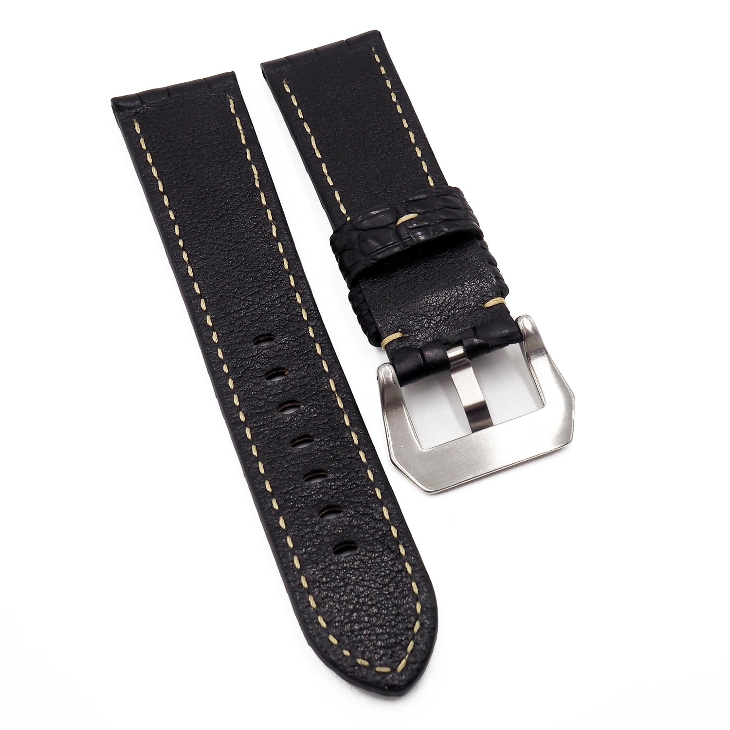PANERAI レザーベルト 24mm/22mm 22mm, 24mm, 26mm Black Alligator Leather Watch Strap For