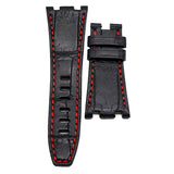 28mm Black Alligator Leather Watch Strap, Red Stitching For Audemars Piguet Royal Oak Offshore 26470 Series
