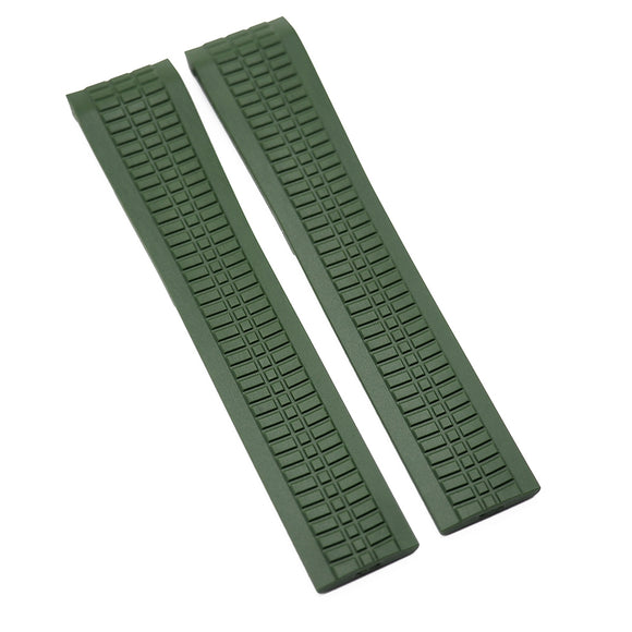 21mm Curved End Olive Green FKM Rubber Watch Strap For Patek Philippe Aquanaut