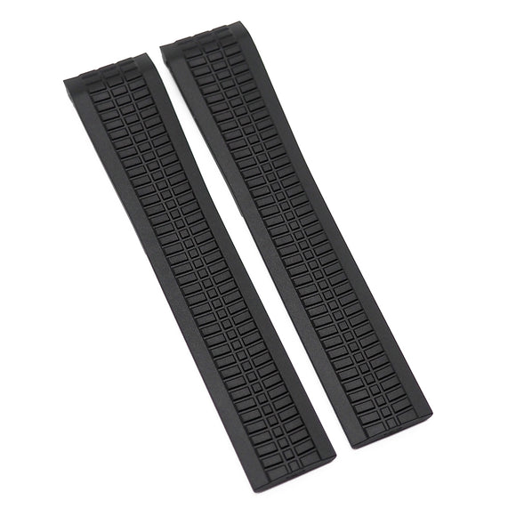 21mm Curved End Black FKM Rubber Watch Strap For Patek Philippe Aquanaut