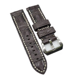 24mm Handmade Dark Brown Alligator Leather Horned Back Watch Strap