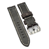 24mm Handmade Dark Brown Alligator Leather Horned Back Watch Strap